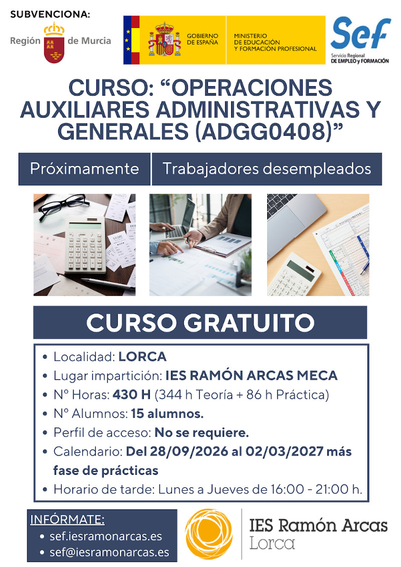 Cartel Oficial Curso SEF ADGG0408 - Clic para ver ficha oficial